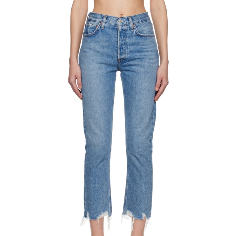 Agolde Riley Women's Blue Frayed Hem Jeans never worn